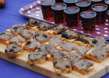 Chicken liver terrine with blueberry jam